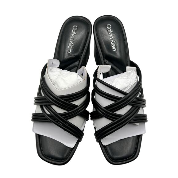 Calvin Klein Women's Black‎ Leather Terisa Slide Sandals Size 9M - Picture 4 of 12